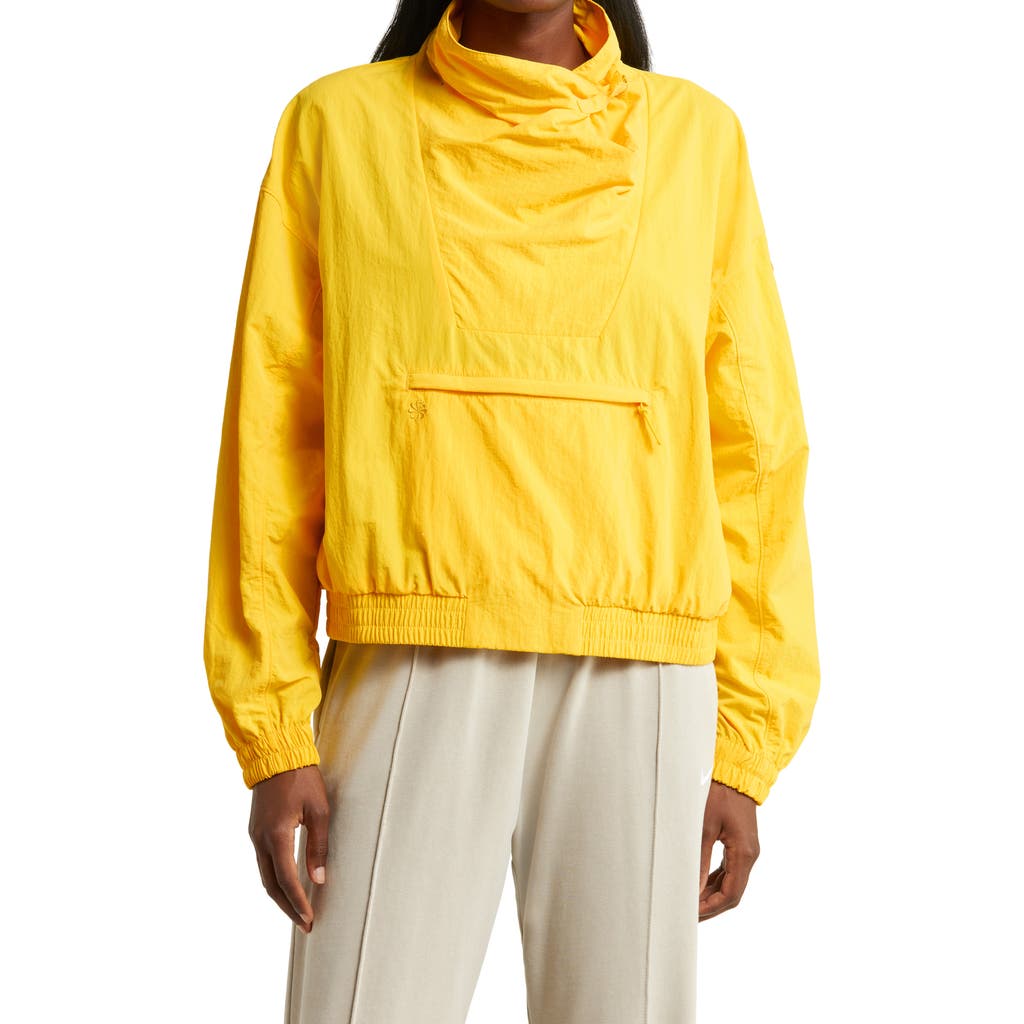 Nike Oversize Cowl Neck Nylon Pullover Jacket In Tour Yellow/vivid Sulfur