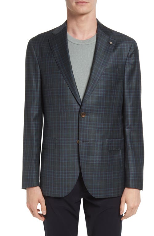 Midland Unconstructed Plaid Wool Sport Coat in Green