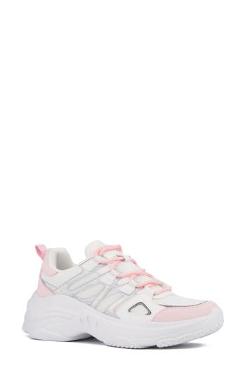 Shop Olivia Miller Show Off Sneaker In White/pink Combo