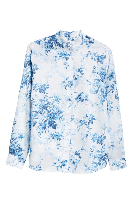 Shop Erdem Floral Print Button-up Shirt In Antique Print Blue