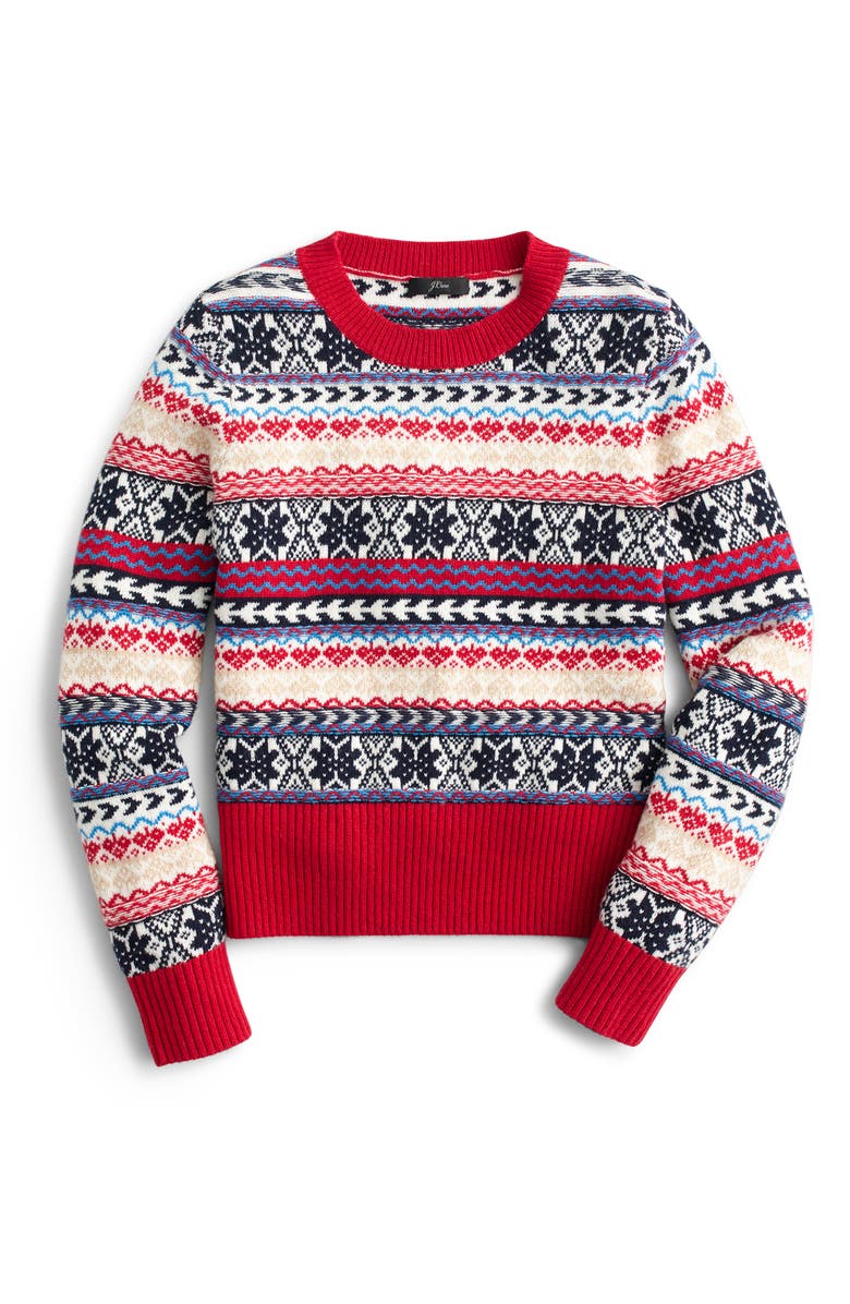 J.Crew Button Fair Isle Crewneck Sweater (Regular & Plus Size) | Nordstrom
