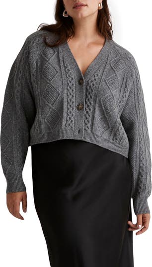 Grey Knit Cardi - Cropped Cardigan Sweater - Knit Crop Cardigan