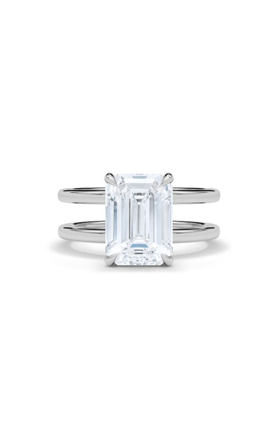 Shop Hautecarat Lab Created Emerald Cut Diamond Ring In 18k White Gold