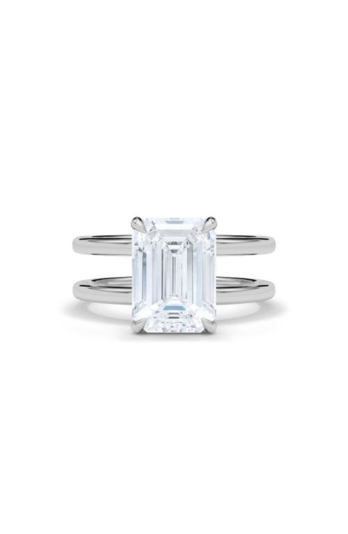 Hautecarat Emerald Cut Double Band Lab Created Diamond Ring In 2.50ctw 18k White Gold
