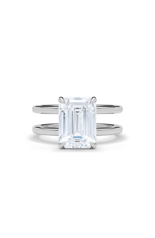 Shop Hautecarat Emerald Cut Double Band Lab Created Diamond Ring In 3.00ctw 18k White Gold