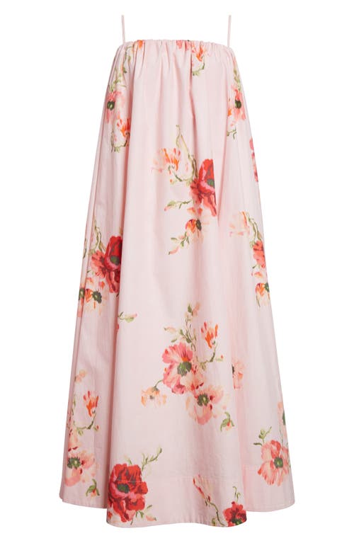 Shop Zimmermann Lightburst Puff Midi Dress In Red Floral