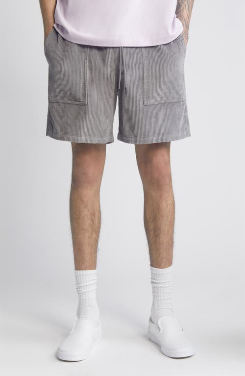 Elastic Waist Corduroy Shorts in Grey Steel
