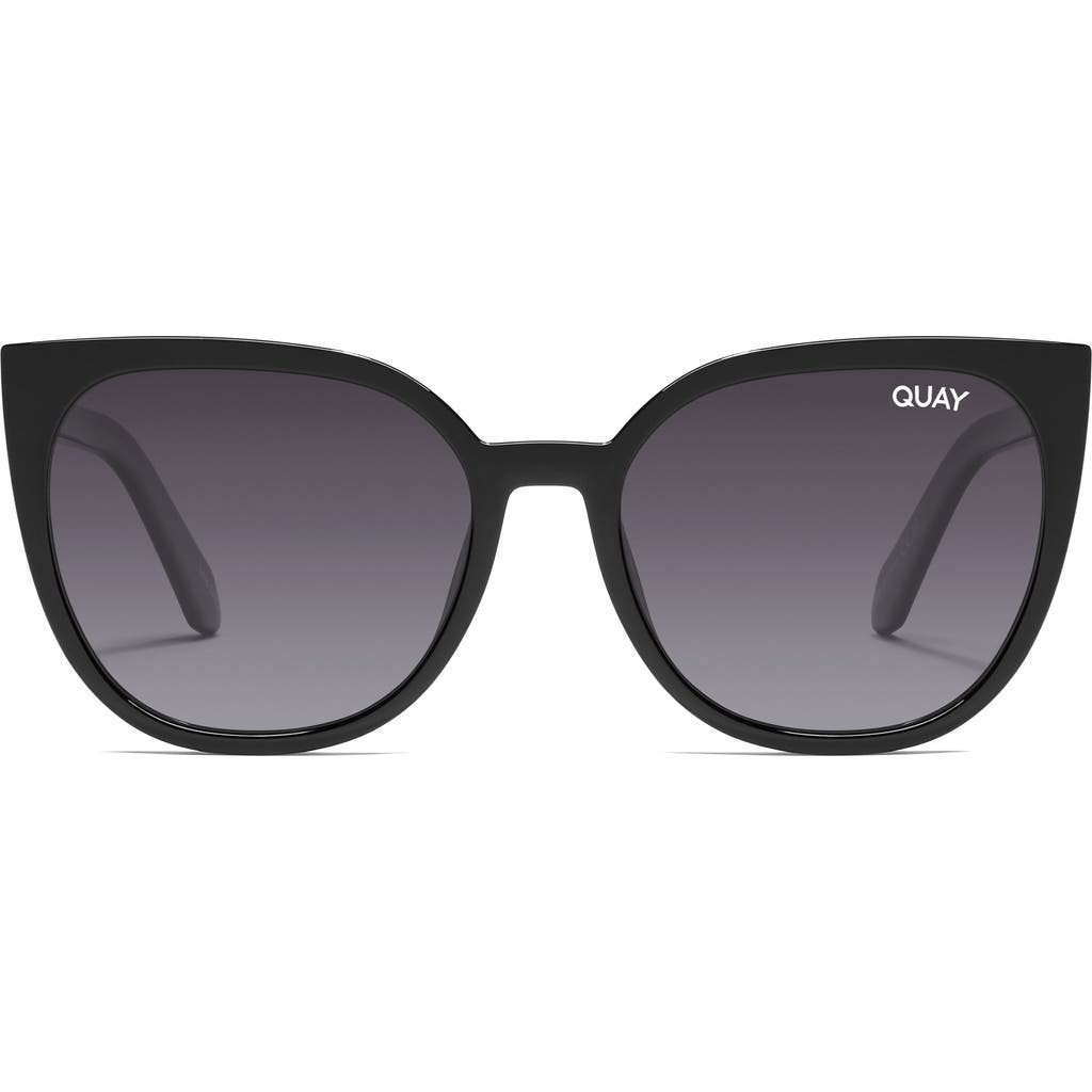 Quay Australia Staycation 57mm Polarized Cat Eye Sunglasses In Black/smoke Polarized