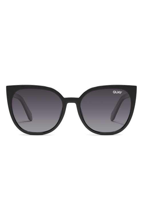 Quay Australia Staycation 57mm Polarized Cat Eye Sunglasses in Black/Smoke Polarized at Nordstrom