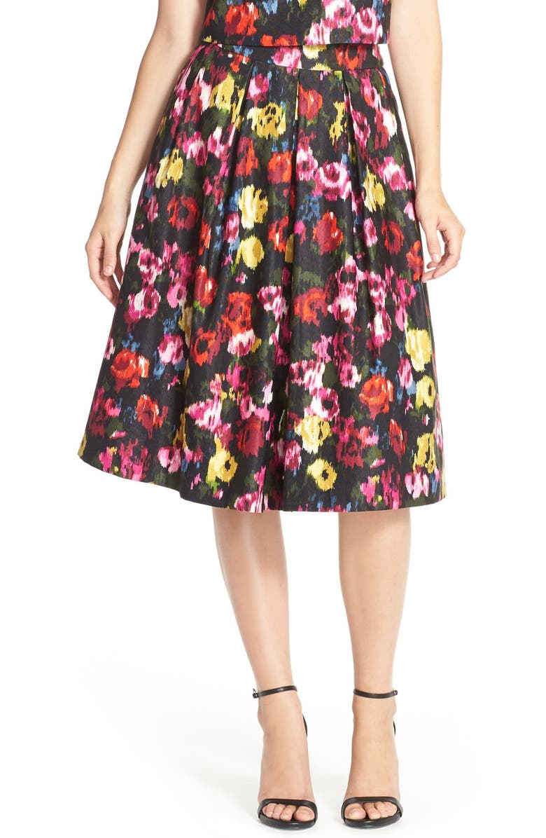 Eliza J Floral Faille Midi Skirt | Nordstrom