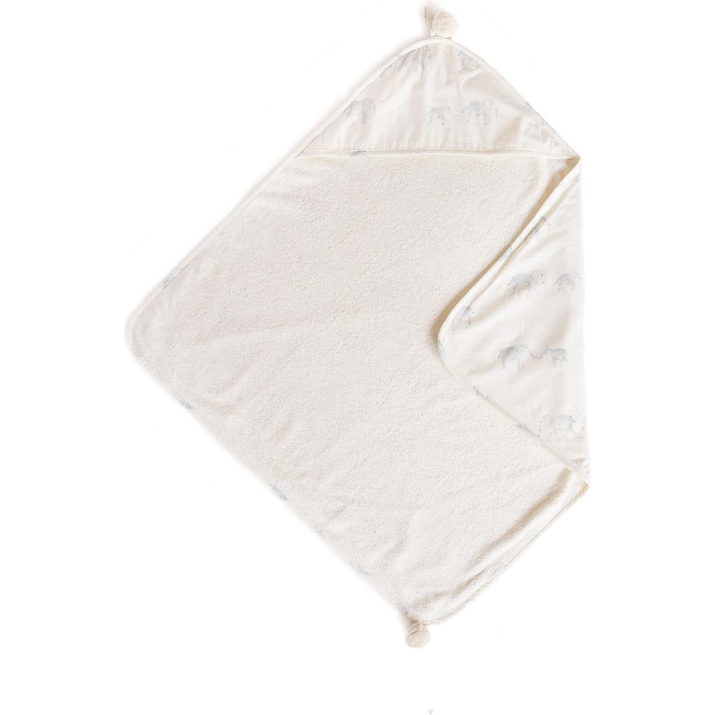 Pehr Follow Me Elephant Organic Cotton Hooded Towel In Neutral