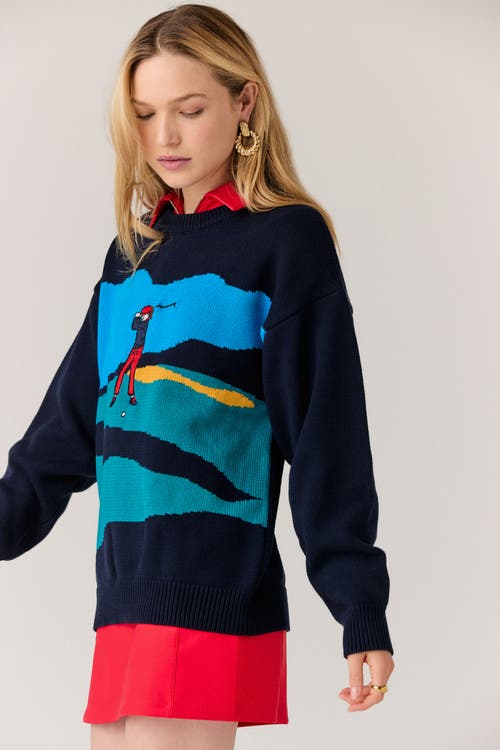 Goldie Byrd Golf Scene Sweater In Blue
