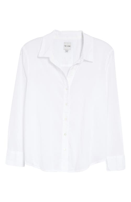 NIC+ZOE Crinkle Cotton Button-Up Shirt in Paper White