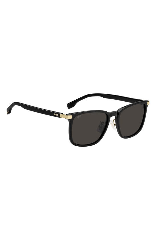 Shop Hugo Boss Boss 57mm Rectangular Sunglasses In Black Gold