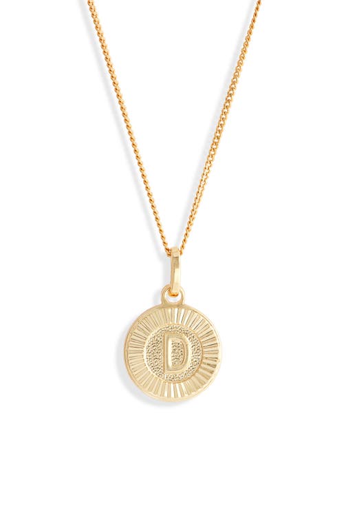 Bracha Initial Medallion Pendant Necklace in Gold - D
