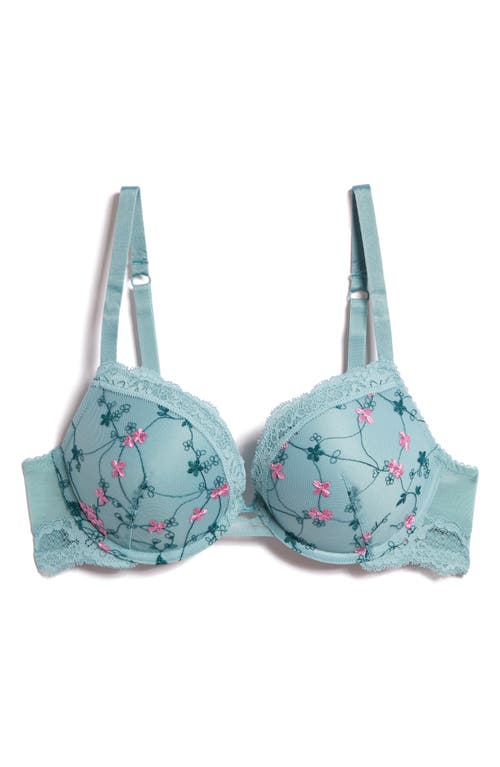 Shop Etam Escapade Underwire Push-up Bra In Blue Lagon