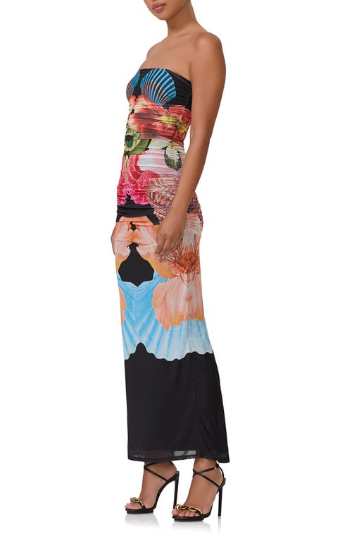 Shop Afrm Marlo Strapless Mesh Maxi Dress In Hibiscus Shell