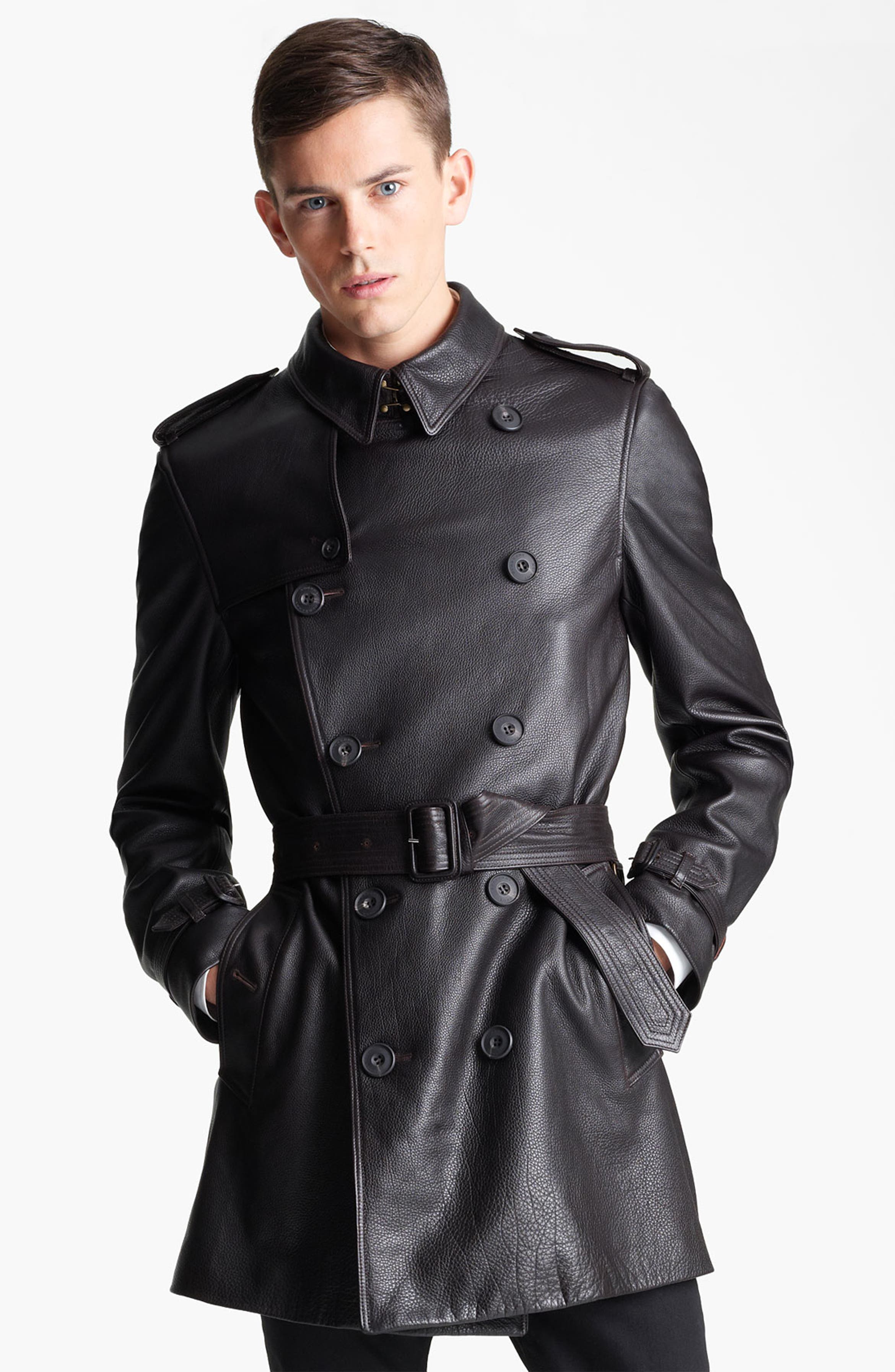 Burberry London Belted Leather Trench Coat | Nordstrom