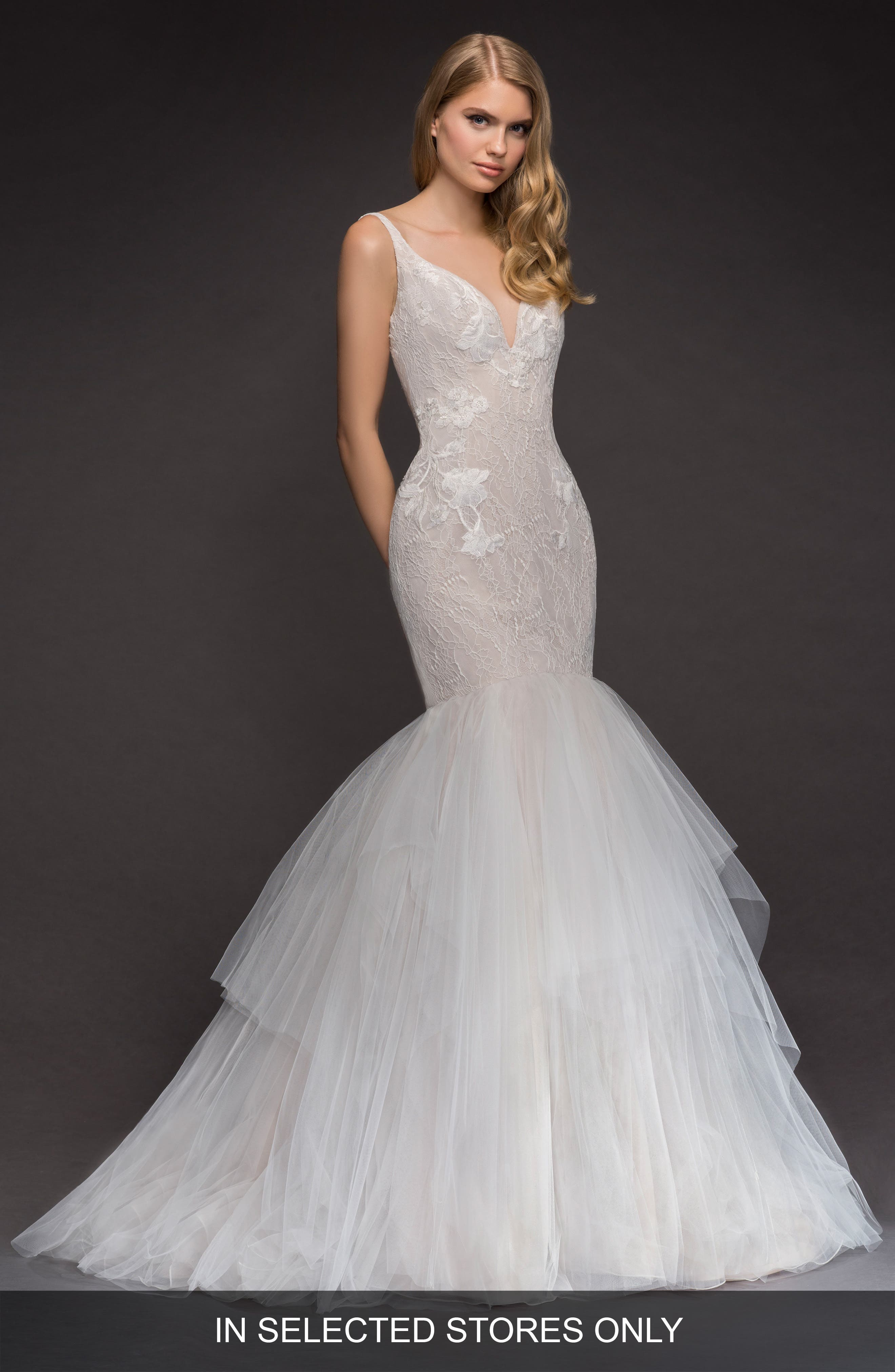 Blush By Hayley Paige Fern Lace & Tulle Mermaid Gown, Size IN STORE ONLY - Ivory