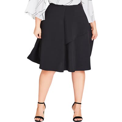 Plus Size City Chic Rimple Flared Skirt, Black