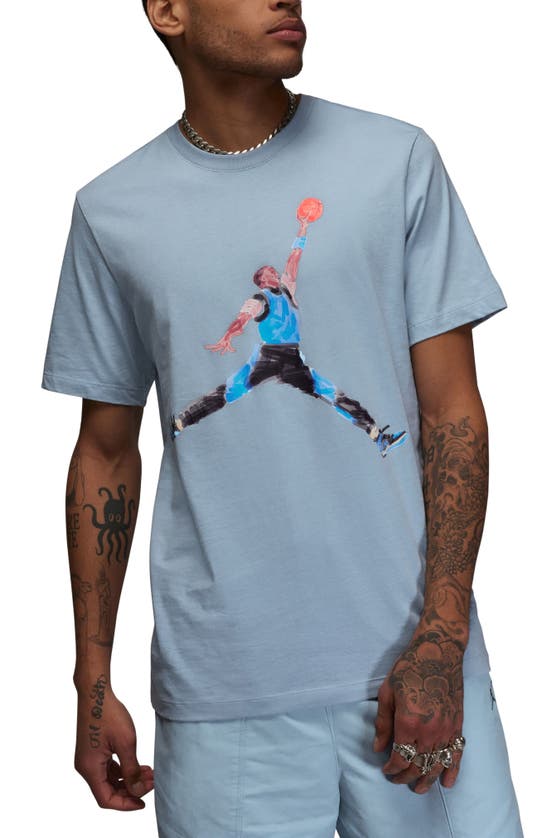 Shop Jordan Graphic T-shirt In Blue Grey