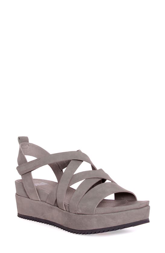 Eileen Fisher Extra Leather Platform Sandal In Moon