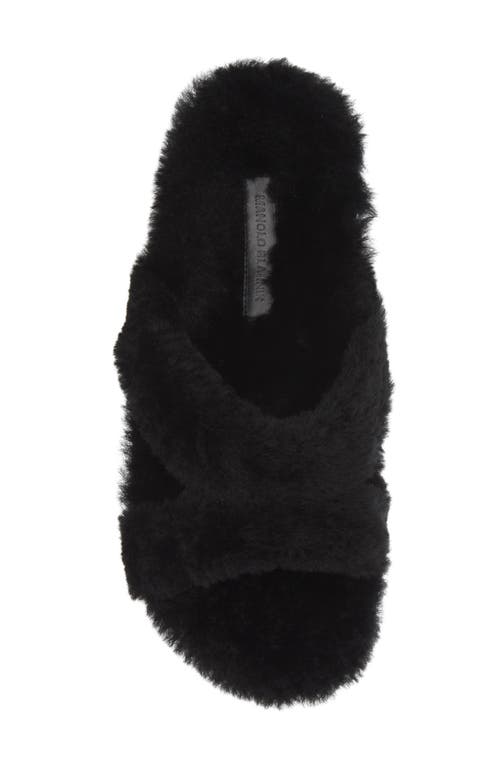 Shop Manolo Blahnik Chilpa Genuine Shearling Slide Sandal In Black