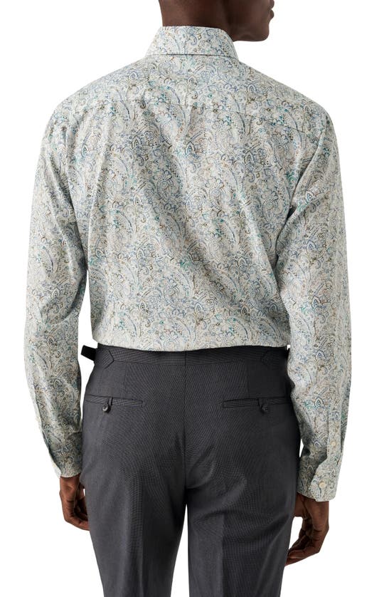 Shop Eton Slim Fit Paisley Cotton & Tencel® Lyocell Shirt In Lt/ Pastel Green