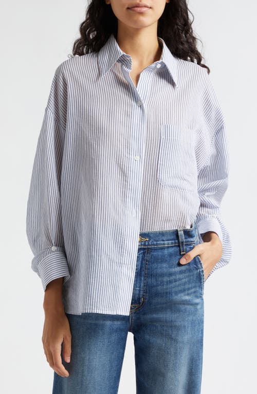 New Earl Stripe Cotton & Silk Button-Up Shirt in Midnight Multi