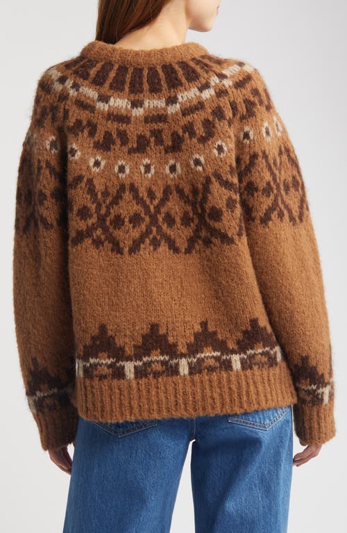 Shop Frame Fair Isle Alpaca Blend Sweater In Camel Multi