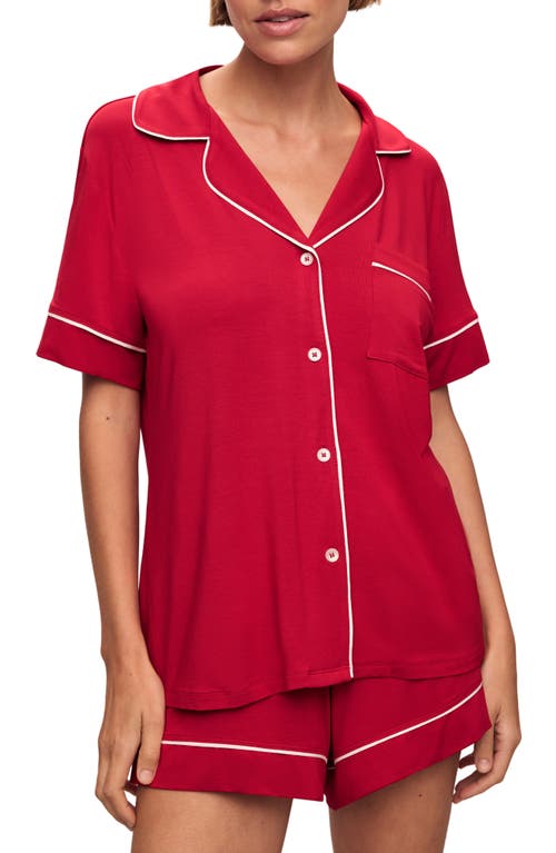 Shop Eberjey Gisele Relaxed Jersey Knit Short Pajamas In Haute Red/ivory