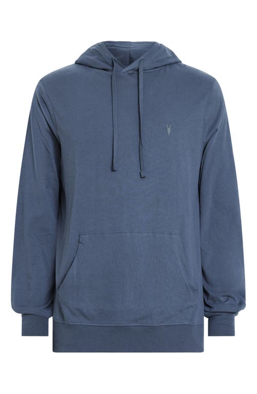 Shop Allsaints Brace Brushed Cotton Hoodie In Smith Blue