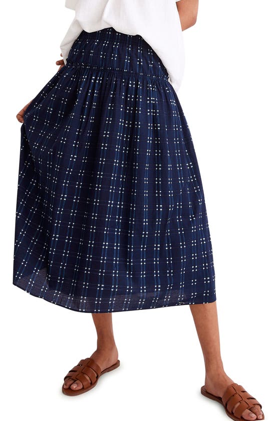 MADEWELL SHIBORI INDIGO PLAID MIDI SKIRT