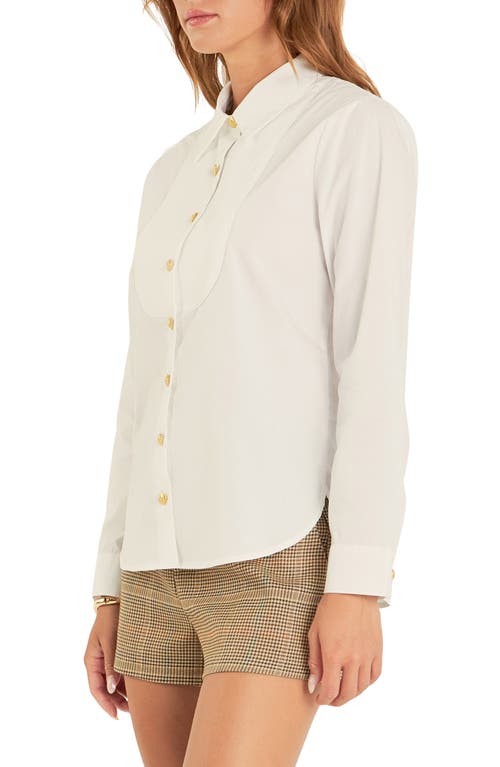 English Factory Bib Collar Cotton Shirt In White
