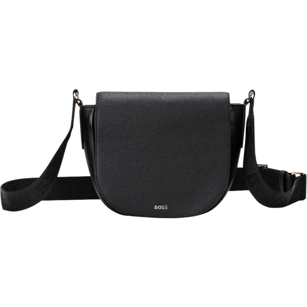 Hugo Boss Hugo Liriel Flap Faux Leather Crossbody Bag In Black