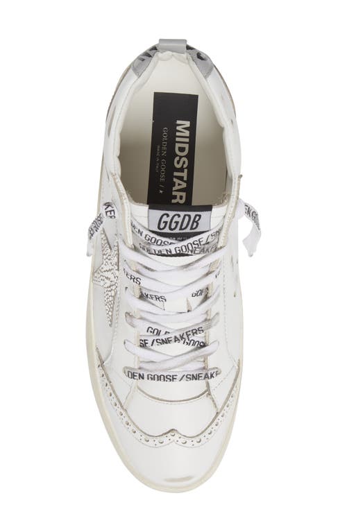 Golden Goose Mid Star Crystal Embellished Sneaker In White/silver/grey