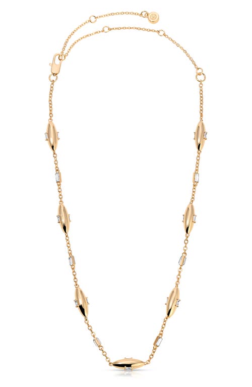 Ettika Baguette Cubic Zirconia Oval Station Necklace In Gold