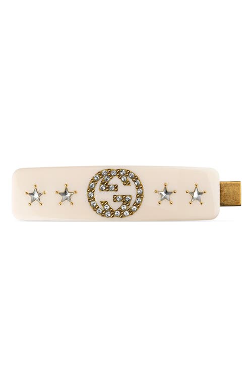 Shop Gucci Gg Star Hair Clip In Gold/cream