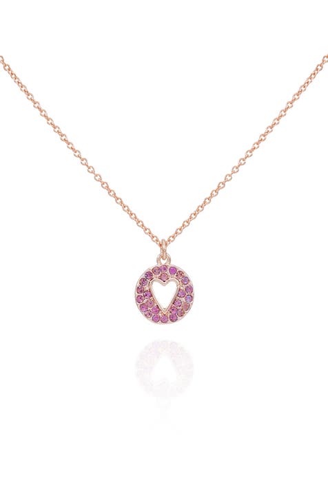 Crystal Embellished Heart Cutout Pendant Necklace