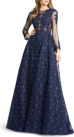Beaded mesh 2025 gown mac duggal