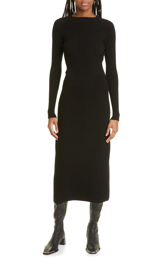 Aeron Black Lara Open Back Knitted Midi Dress