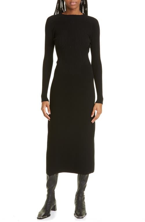 AERON Lara Cutout Back Midi Sweater Dress in Black