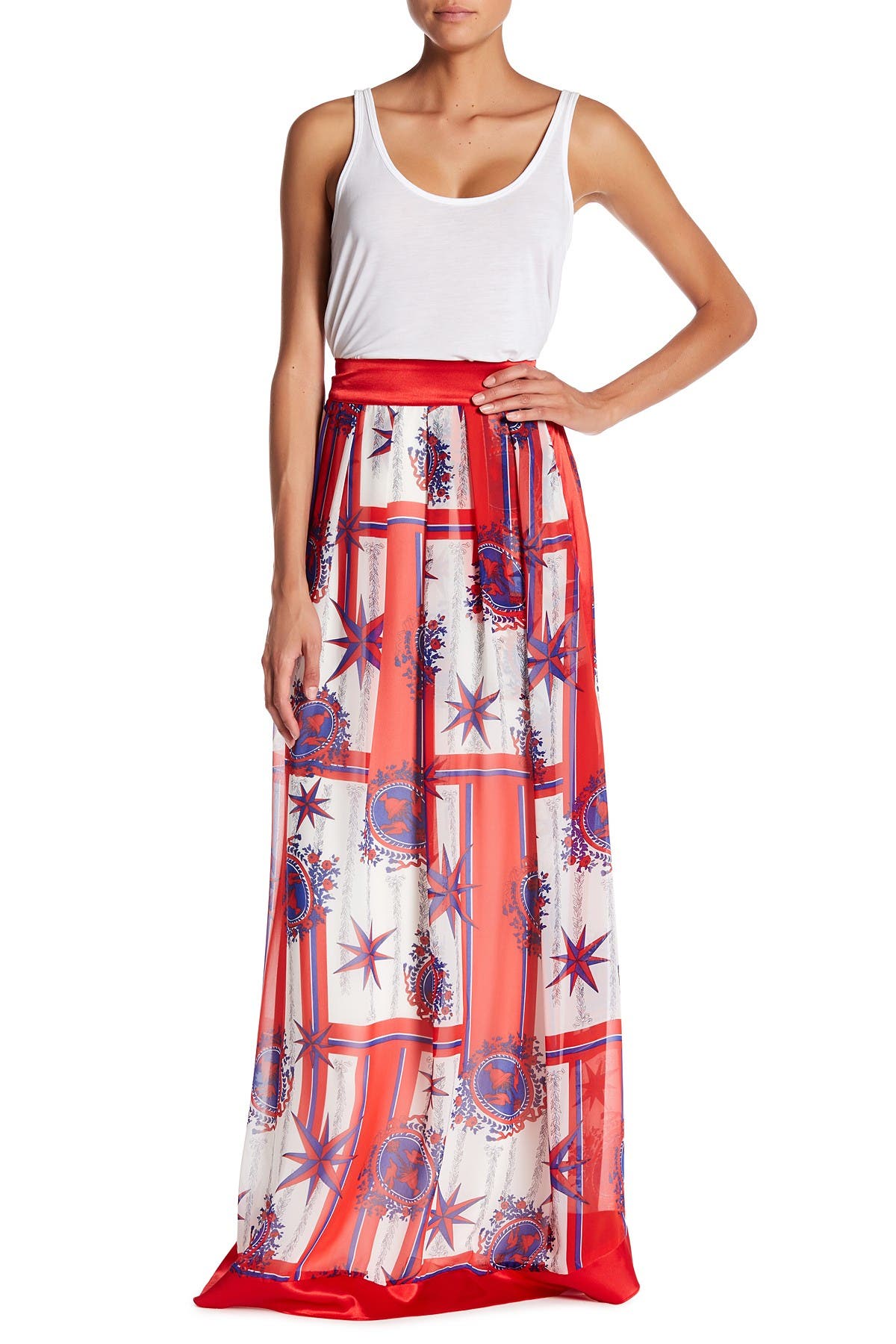 colorful chiffon maxi skirt