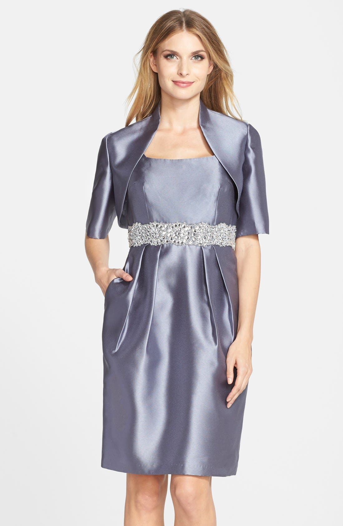 Alex Evenings Embellished Taffeta Sheath Dress & Jacket (Regular