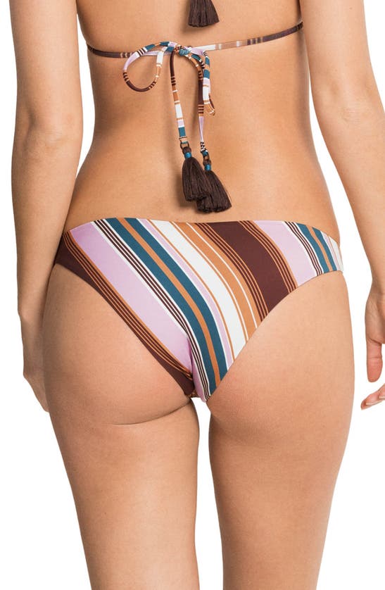 Shop Maaji Bayadere Stripe Flirt Reversible Bikini Bottoms In Burgundy Multi