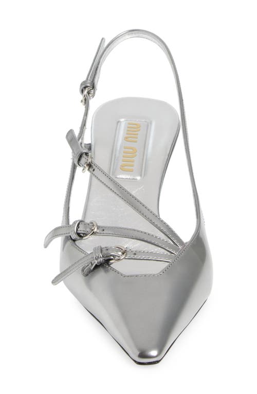 Shop Miu Miu Show Buckle Slingback Pump In Argento