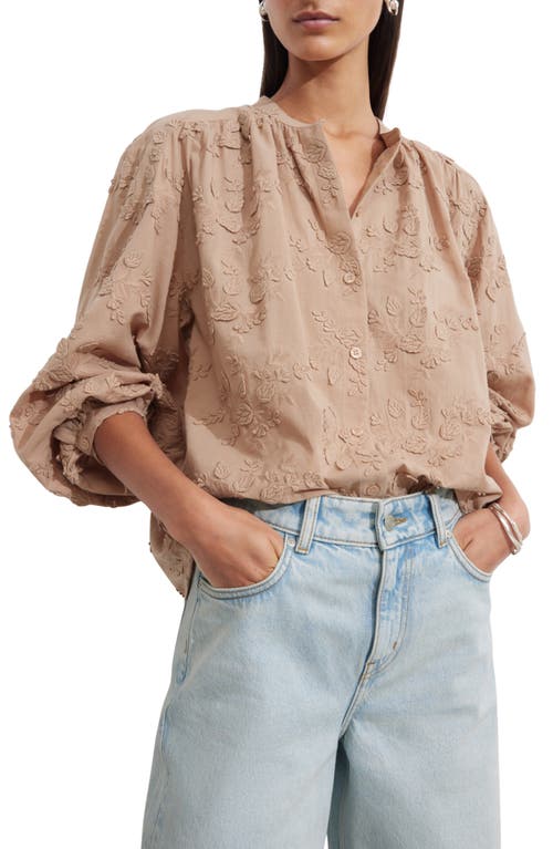 Shop & Other Stories Floral Appliqué Blouse In Beige Medium Dusty