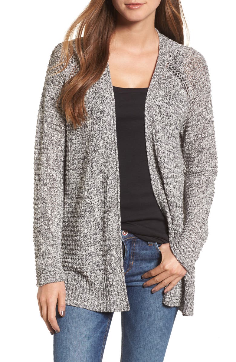 CASLON<SUP>®</SUP> Textured Cardigan, Main, color, GREY EBONY FERN MARL