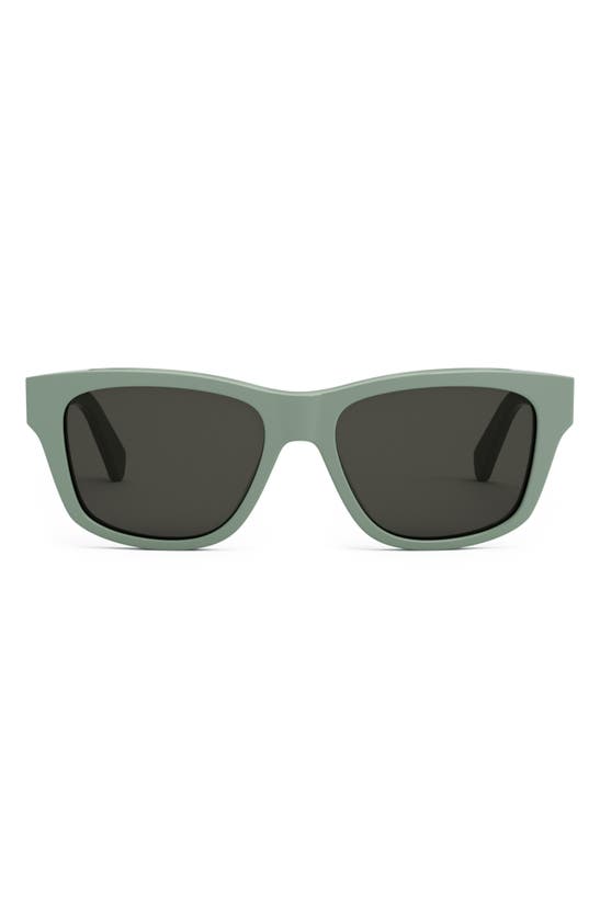 Shop Celine Monochroms 55mm Square Sunglasses In Light Green / Smoke