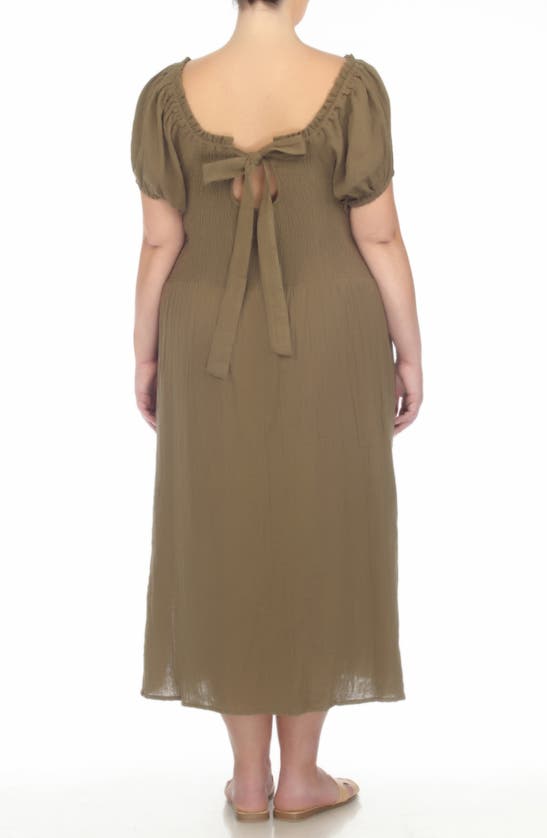 Boho Me Back Tie Midi Dress In Olive Burnt
